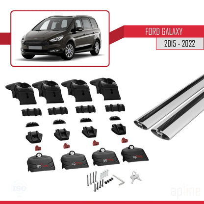 Compatible with Ford Galaxy 2 (CD390) 2015-2022 ACE-2 Car Roof Rack Cross Bar Grey Aluminium 2 Bars