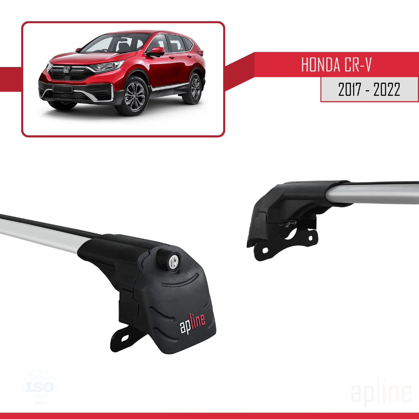 Compatible with Honda CR-V 5 2017-2022 ACE-2 Car Roof Rack Cross Bar Grey Aluminium 2 Bars