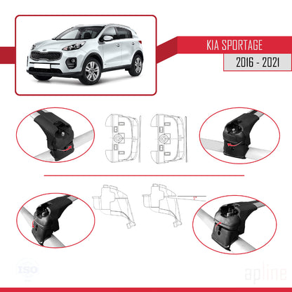 Kompatibel mit Kia Sportage 4 (QL) 2016-2021 ACE-2 Relingträger Dachträger Auto Gepäckträger Grau Aluminium 2 Stangen