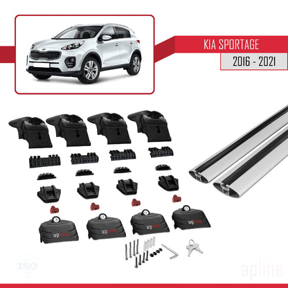 Kompatibel mit Kia Sportage 4 (QL) 2016-2021 ACE-2 Relingträger Dachträger Auto Gepäckträger Grau Aluminium 2 Stangen