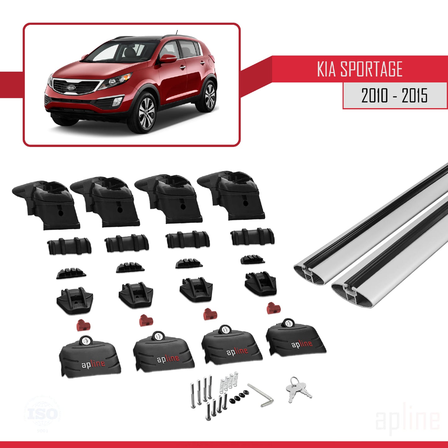 Kompatibel mit Kia Sportage 3 (SL) 2010-2015 ACE-2 Relingträger Dachträger Auto Gepäckträger Grau Aluminium 2 Stangen