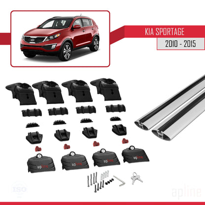 Kompatibel mit Kia Sportage 3 (SL) 2010-2015 ACE-2 Relingträger Dachträger Auto Gepäckträger Grau Aluminium 2 Stangen