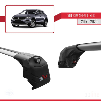 Kompatibel mit Volkswagen T-Roc 2017-2025 ACE-2 Relingträger Dachträger Auto Gepäckträger Grau Aluminium 2 Stangen