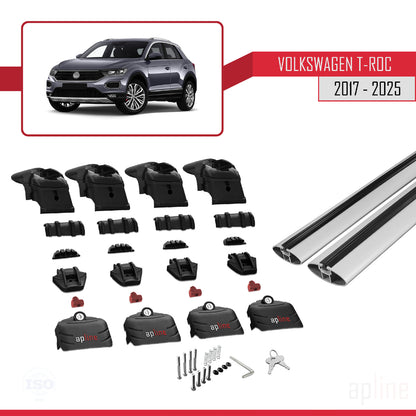 Kompatibel mit Volkswagen T-Roc 2017-2025 ACE-2 Relingträger Dachträger Auto Gepäckträger Grau Aluminium 2 Stangen