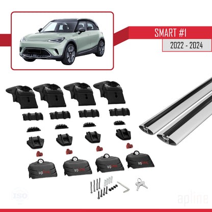 Compatible avec Smart #1 2022-2024 ACE-2 Barres de Toit Railing Porte-Bagages de Voiture Gris Aluminium 2 Barres