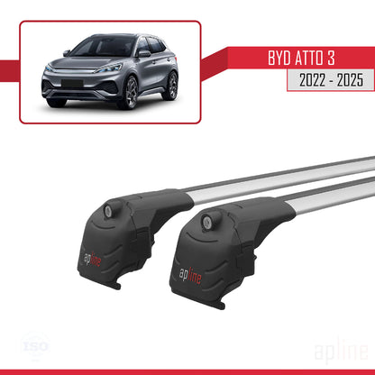 Compatible avec BYD Atto 3 2022-2025 ACE-2 Barres de Toit Railing Porte-Bagages de Voiture Gris Aluminium 2 Barres