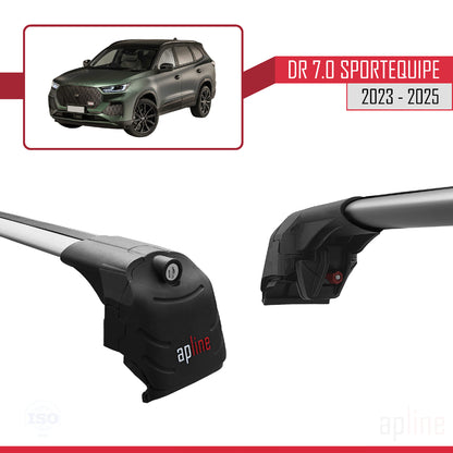 Compatible avec DR 7.0 Sportequipe 7 (It) 2023-2025 ACE-2 Barres de Toit Railing Porte-Bagages de Voiture Gris Aluminium 2 Barres