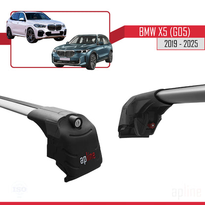 Compatible avec BMW X5 (G05) 2019-2025 ACE-2 Barres de Toit Railing Porte-Bagages de Voiture Gris Aluminium 2 Barres