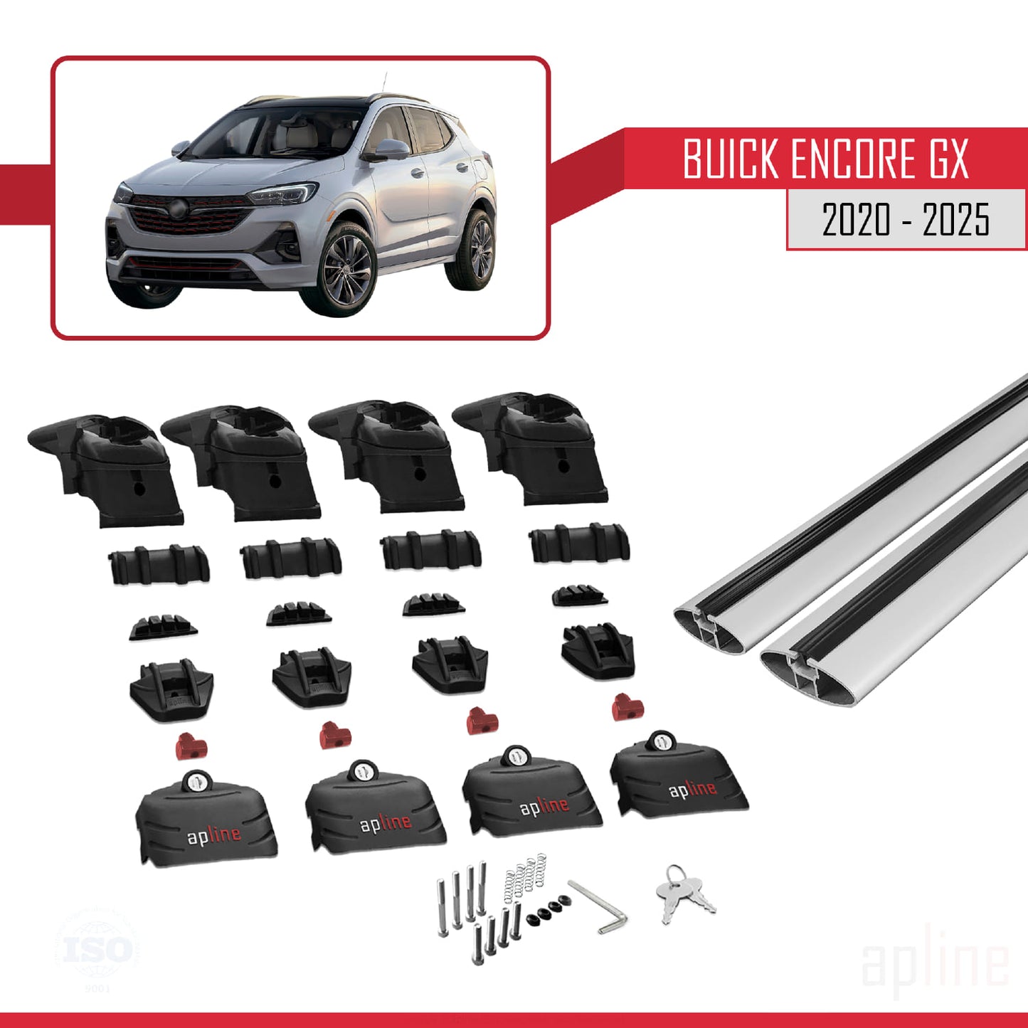 Compatible avec Buick Encore GX 2020-2025 ACE-2 Barres de Toit Railing Porte-Bagages de Voiture Gris Aluminium 2 Barres