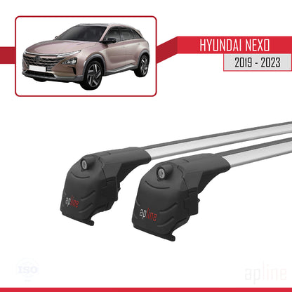 Compatible avec Hyundai Nexo 2019-2023 ACE-2 Barres de Toit Railing Porte-Bagages de Voiture Gris Aluminium 2 Barres