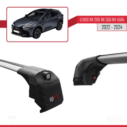 Compatible with Lexus NX 200 NX 350 NX 450H 2022-2024 ACE-2 Car Roof Rack Cross Bar Grey Aluminium 2 Bars