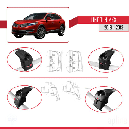 Compatible with Lincoln MKX 2016-2018ACE-2 Car Roof Rack Cross Bar Grey Aluminium 2 Bars