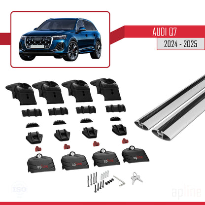 Kompatibel mit Audi Q7 2024-2025 ACE-2 Dachgepäckträger, Reling, Gepäckträger, graues Aluminium, 2 Stangen