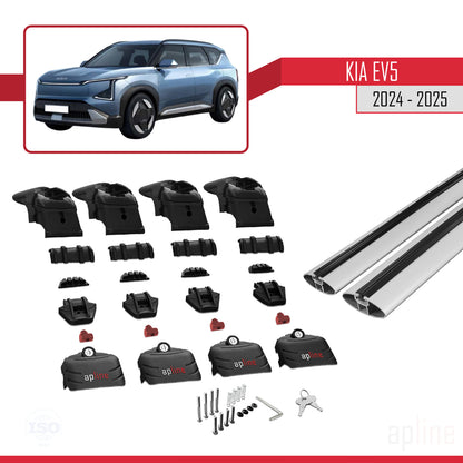 Compatible with Kia EV5 2024-2025 ACE-2 Car Roof Rack Cross Bar Grey Aluminium 2 Bars