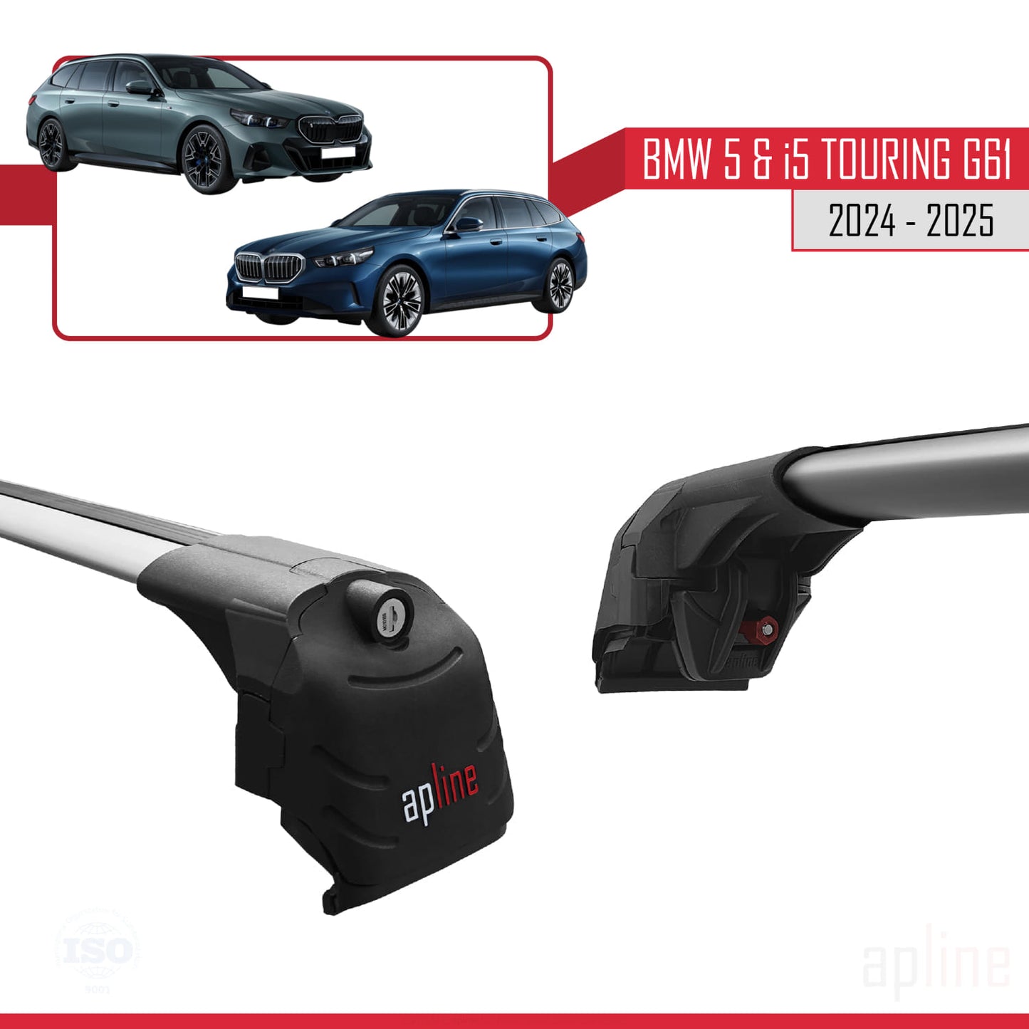 Kompatibel mit BMW 5er / i5 G61 Touring 2024-2025 ACE-2 Dachträger Auto-Reling Gepäckträger Grau Aluminium 2 Stangen