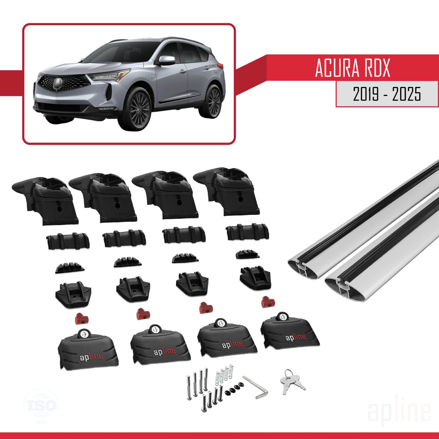 Compatible avec Acura RDX 2019-2025 ACE-2 Barres de Toit Railing Porte-Bagages de Voiture Gris Aluminium 2 Barres