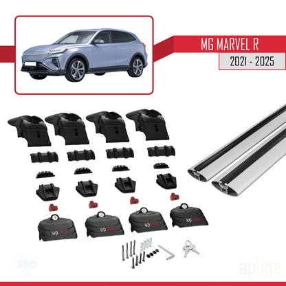 Compatible avec MG Marvel R 2021-2025 ACE-2 Barres de Toit Railing Porte-Bagages de Voiture Gris Aluminium 2 Barres