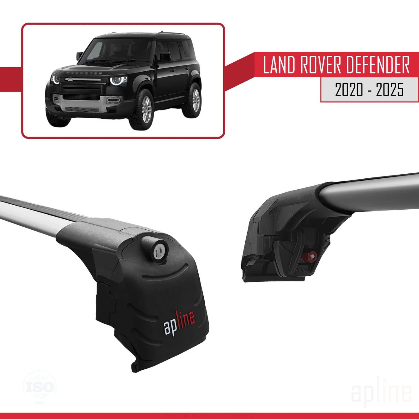 Compatible avec Land Rover Defender 2020-2025 ACE-2 Barres de Toit Railing Porte-Bagages de Voiture Gris Aluminium 2 Barres