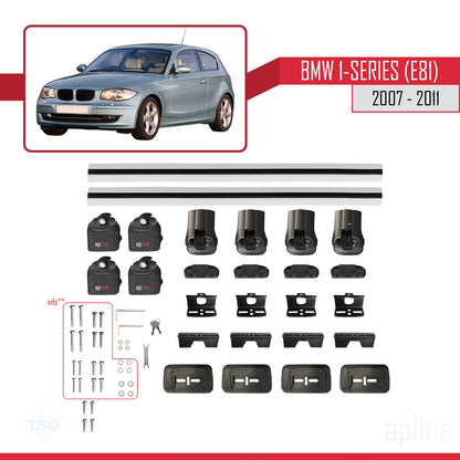 Compatible with BMW 1 Series (E81) 2007-2011 ACE-3 Car Roof Rack Cross Bar Grey Aluminium 2 Bars