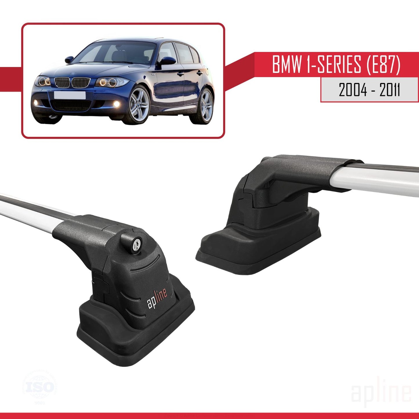 Kompatibel mit BMW 1er (E87) 2004-2011 ACE-3 Dachträger Autodachträger Graues Aluminium 2 Stangen