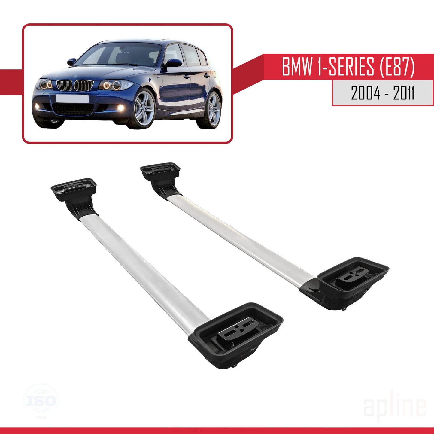 Kompatibel mit BMW 1er (E87) 2004-2011 ACE-3 Dachträger Autodachträger Graues Aluminium 2 Stangen