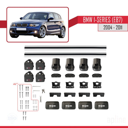 Kompatibel mit BMW 1er (E87) 2004-2011 ACE-3 Dachträger Autodachträger Graues Aluminium 2 Stangen