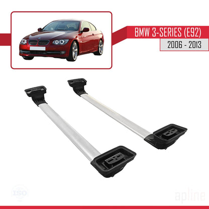 Kompatibel mit BMW 3er (E92) 2006-2013 ACE-3 Dachgepäckträger, graues Aluminium, 2 Stangen