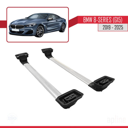 Compatible avec BMW Série 8 (G15) 2019-2025 ACE-3 Barres de Toit Railing Porte-Bagages de Voiture Gris Aluminium 2 Barres