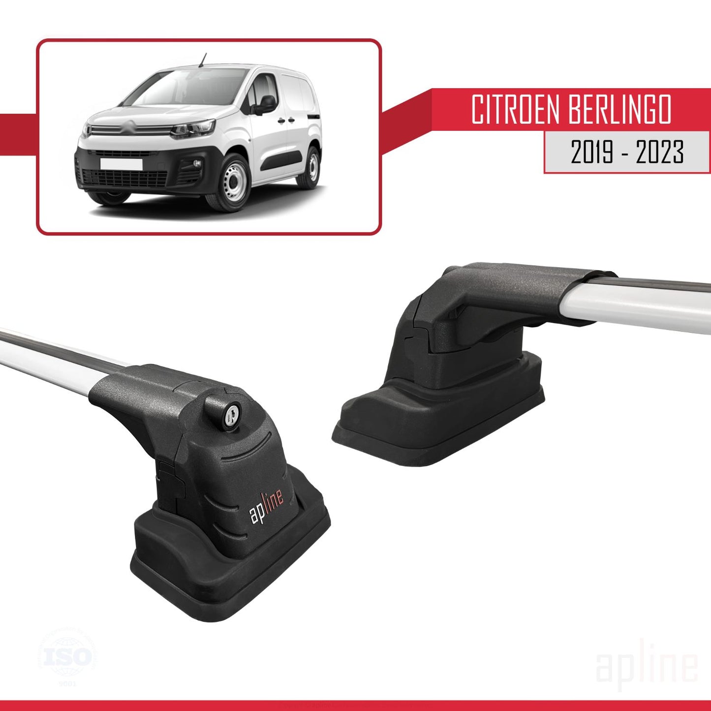 Compatible avec Citroen Berlingo 2019-2023 ACE-3 Barres de Toit Railing Porte-Bagages de Voiture Gris Aluminium 2 Barres