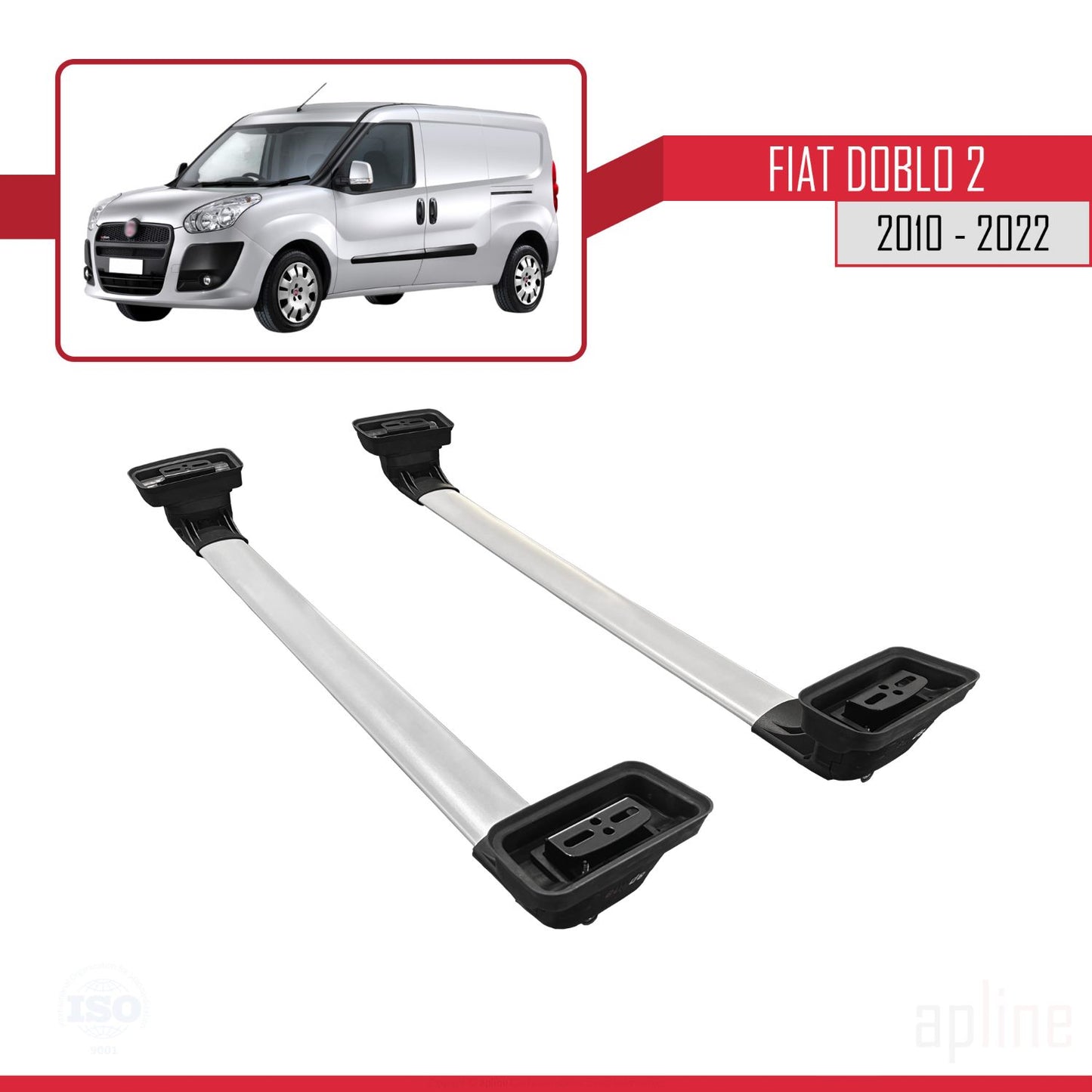 Compatible avec Fiat Doblo 2 2010-2022 ACE-3 Barres de Toit Railing Porte-Bagages de Voiture Gris Aluminium 2 Barres