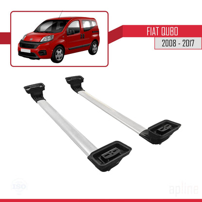 Kompatibel mit Fiat Qubo 2008-2017 ACE-3 Dachgepäckträger, Reling, Gepäckträger, graues Aluminium, 2 Stangen
