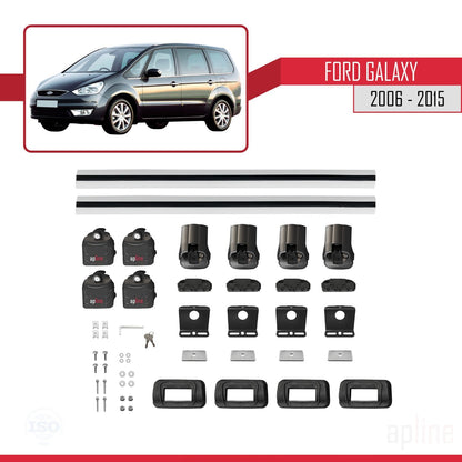 Compatible avec Ford Galaxy (MK3) 2006-2015 ACE-3 Barres de Toit Railing Porte-Bagages de Voiture Gris Aluminium 2 Barres