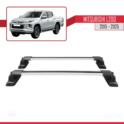 Compatible avec Mitsubishi L200 (MK5) 2015-2025 ACE-3 Barres de Toit Railing Porte-Bagages de Voiture Gris Aluminium 2 Barres