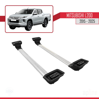 Compatible avec Mitsubishi L200 (MK5) 2015-2025 ACE-3 Barres de Toit Railing Porte-Bagages de Voiture Gris Aluminium 2 Barres