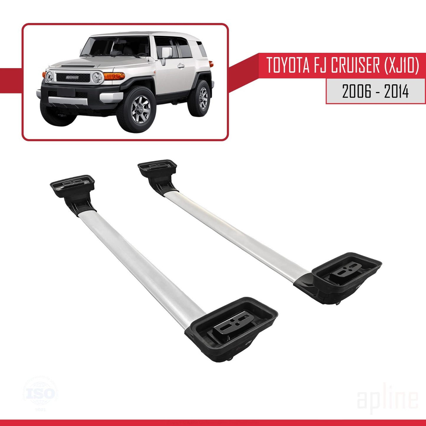 Compatible avec Toyota FJ Cruiser (XJ10) 2006-2014 ACE-3 Barres de Toit Railing Porte-Bagages de Voiture Gris Aluminium 2 Barres