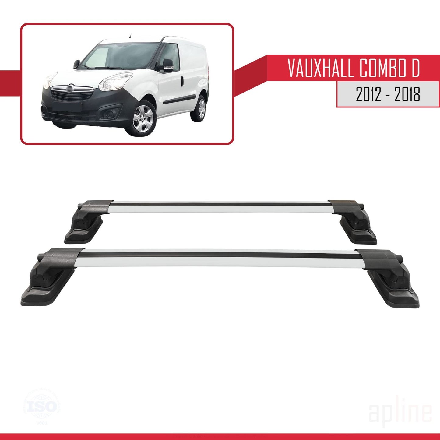 Compatible avec Vauxhall Combo D 2012-2018 ACE-3 Barres de Toit Railing Porte-Bagages de Voiture Gris Aluminium 2 Barres