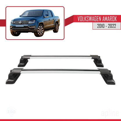Compatible avec Volkswagen Amarok 2010-2022 ACE-3 Barres de Toit Railing Porte-Bagages de Voiture Gris Aluminium 2 Barres