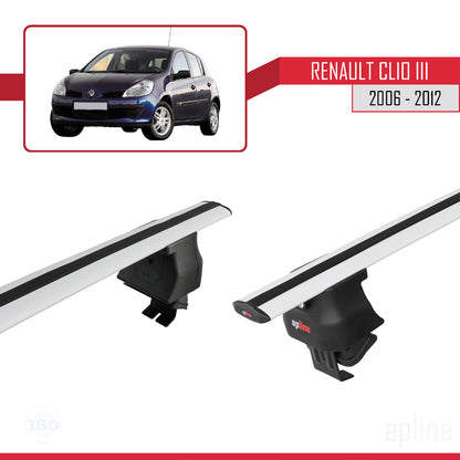 Compatible avec Renault Clio 3 2006-2012 ACE-4 Barres de Toit Railing Porte-Bagages de Voiture Gris Aluminium 2 Barres