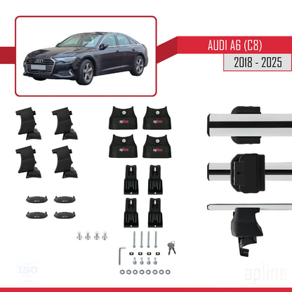 Compatible avec A6 (C8) 2018-2025 ACE-4 Barres de Toit Railing Porte-Bagages de Voiture Gris Aluminium 2 Barres