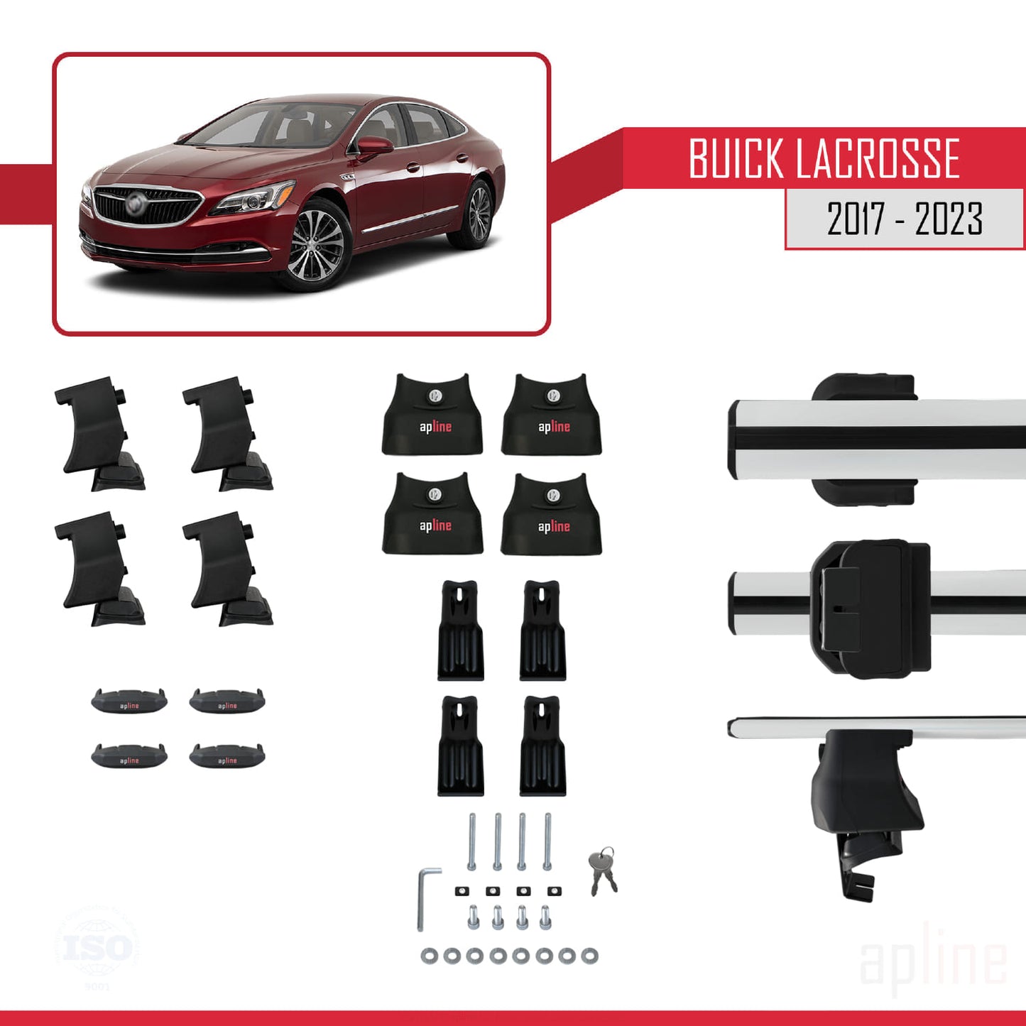 Compatible avec Buick LaCrosse 2017-2023 ACE-4 Barres de Toit Railing Porte-Bagages de Voiture Gris Aluminium 2 Barres