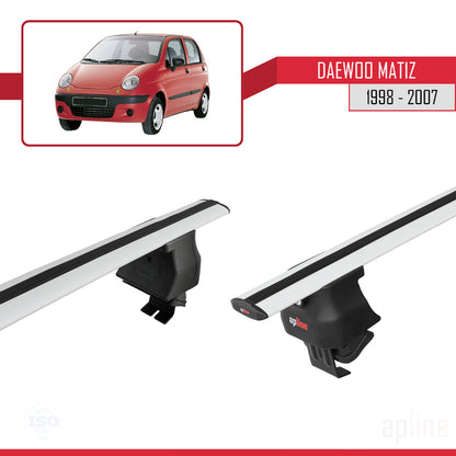 Kompatibel mit Daewoo Matiz 1998-2007 ACE-4 Dachgepäckträger, Reling, Gepäckträger, graues Aluminium, 2 Stangen