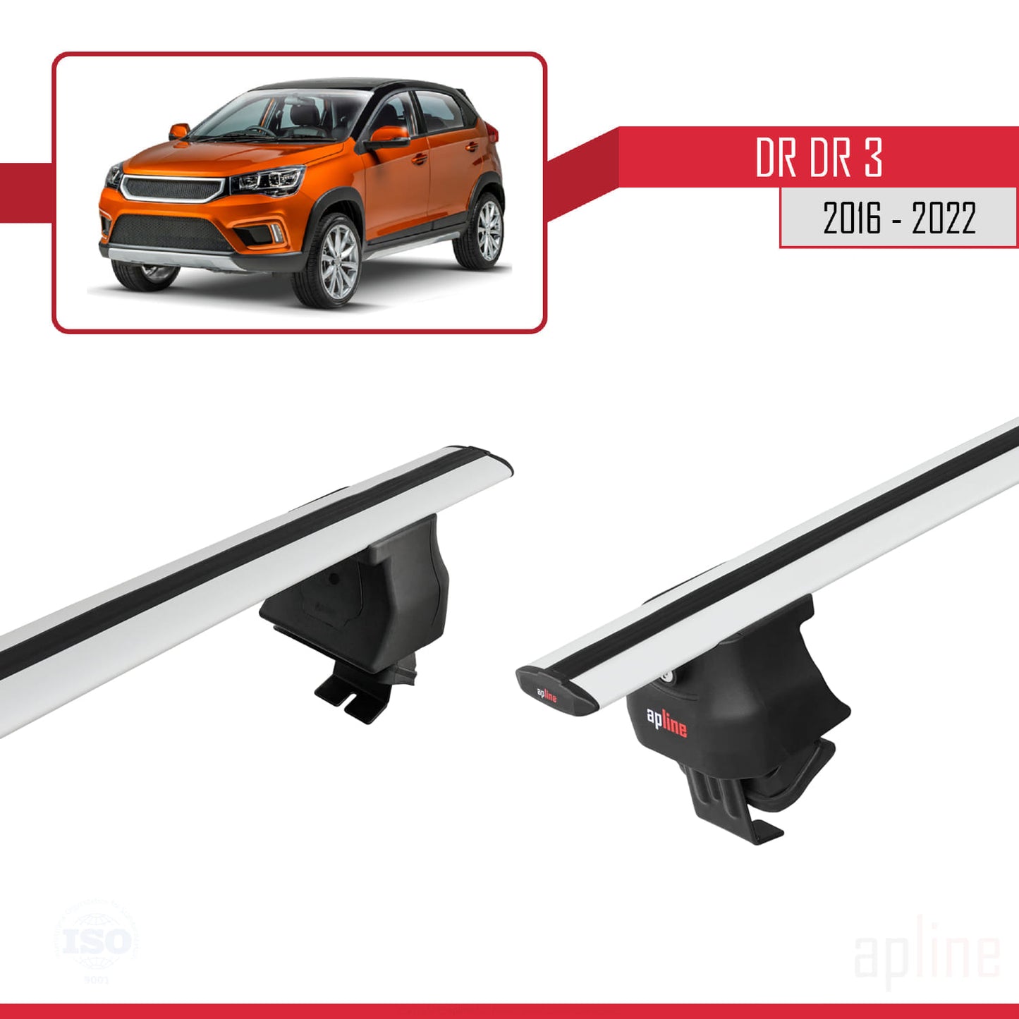 Compatible with DR DR3 2016-2022 ACE-4 Car Roof Rack Cross Bar Grey Aluminium 2 Bars