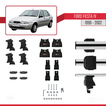 Kompatibel mit Ford Fiesta 4 1996-2002 ACE-4 Relingträger Dachträger Auto Gepäckträger Grau Aluminium 2 Stangen