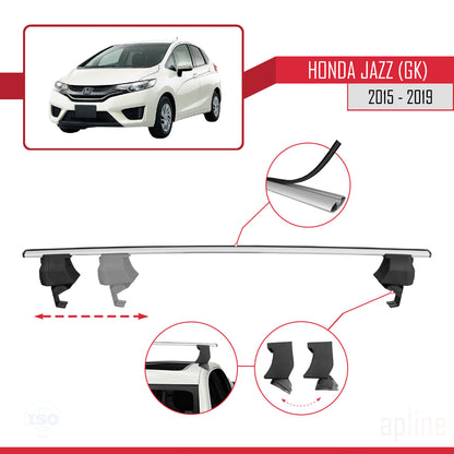 Compatible with Honda Jazz 3 (GK) 2015-2019 ACE-4 Car Roof Rack Cross Bar Grey Aluminium 2 Bars