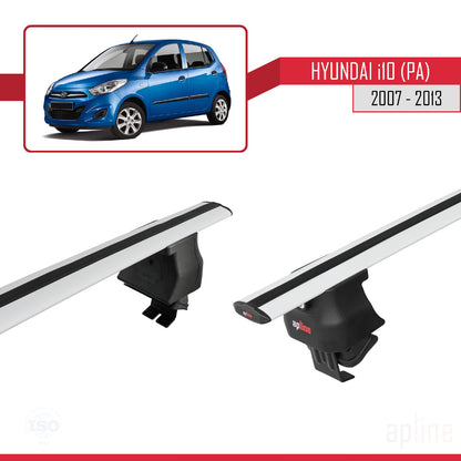 Compatible avec Hyundai i10 (PA) 2007-2013 ACE-4 Barres de Toit Railing Porte-Bagages de Voiture Gris Aluminium 2 Barres