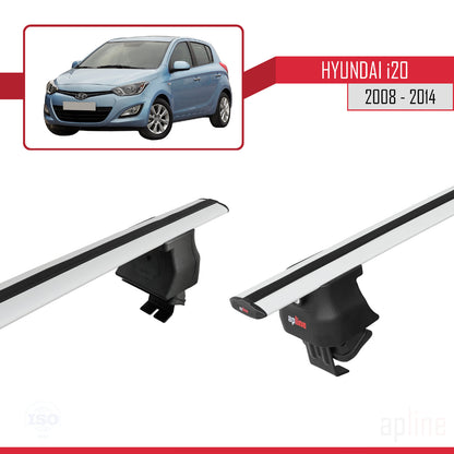 Compatible with Hyundai i20 (PB) 2008-2014 ACE-4 Car Roof Rack Cross Bar Grey Aluminium 2 Bars