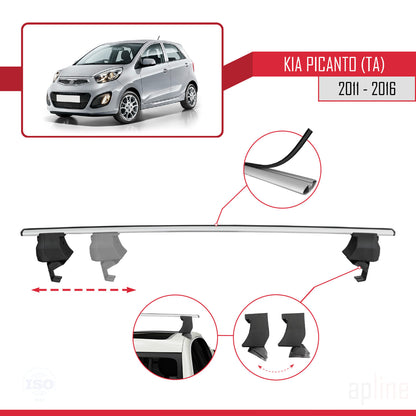 Compatible with Kia Picanto 2 (TA) 2011-2016 ACE-4 Car Roof Rack Cross Bar Grey Aluminium 2 Bars