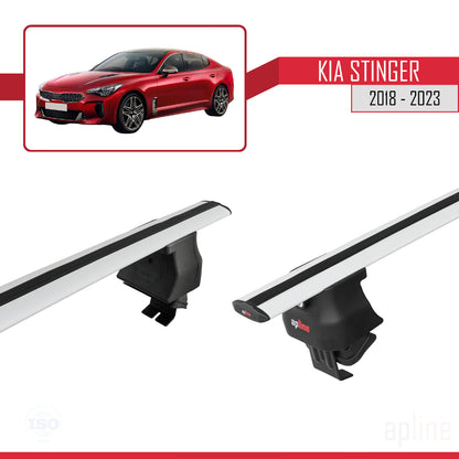 Compatible with Kia Stinger 2018-2023 ACE-4 Car Roof Rack Cross Bar Grey Aluminium 2 Bars