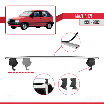 Compatible with Mazda 121 1991-2002 ACE-4 Car Roof Rack Cross Bar Grey Aluminium 2 Bars