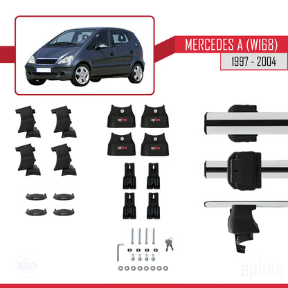 Compatible avec Mercedes Classe A (W168) 1997-2004 ACE-4 Barres de Toit Railing Porte-Bagages de Voiture Gris Aluminium 2 Barres